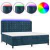 vidaXL Posteľn&yacute; r&aacute;m boxsping matrac a LED tmavomodr&yacute; 200x200 cm zamat