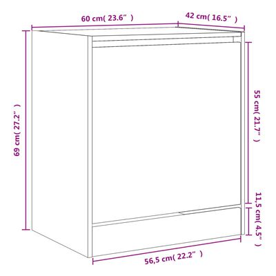 vidaXL Botník betónovo sivý 60x42x69 cm kompozitné drevo
