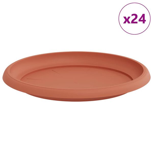vidaXL Kruhov&yacute; kvetinov&yacute; podnos 24 pcs Tehlovo červen&aacute; &Oslash; 23,5 x 2,5 cm