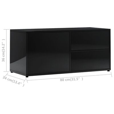 vidaXL TV skrinka, lesklá čierna 80x34x36 cm, drevotrieska