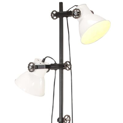 vidaXL Stojanová lampa s 2 tienidlami biela E27 liatina železa