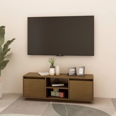 vidaXL TV skrinka medovo-hnedá 110x30x40 cm borovicový masív