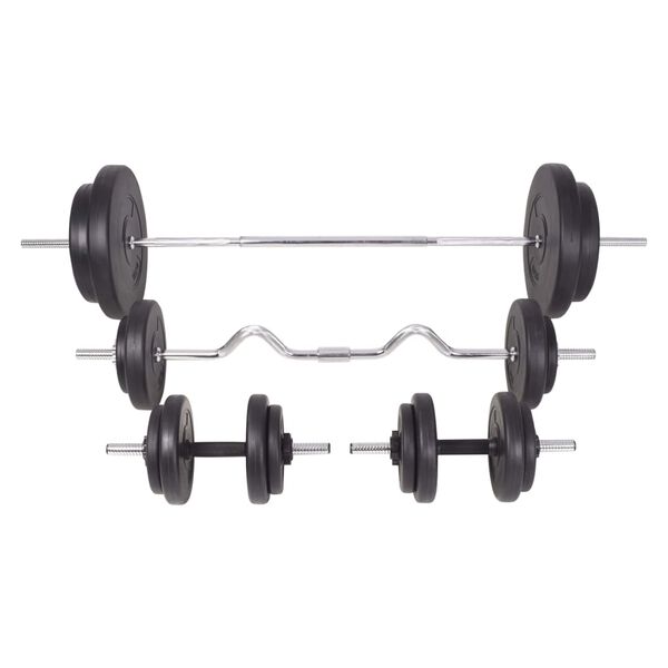 vidaXL Súprava závaží a tyčí barbell a dumbbell, 90 kg