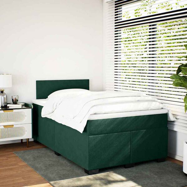 vidaXL Boxspring posteľ s matracom, tmavozelen&aacute; 120x190cm, zamat