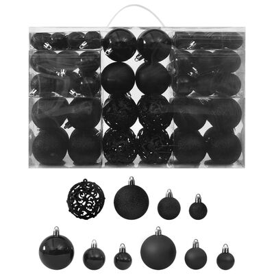 vidaXL Súprava vianočných gúľ 100 ks čierna