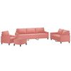 vidaXL 4-dielna sedacia s&uacute;prava s vank&uacute;&scaron;mi ružov&aacute; zamat