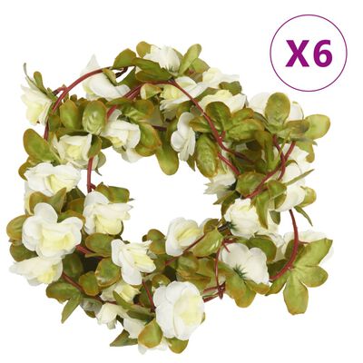 vidaXL Umelé kvetinové girlandy 6 ks biele 250 cm