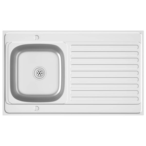 vidaXL Kuchynský drez s odkvapkávačom, strieborný 1000x600x155mm, oceľ
