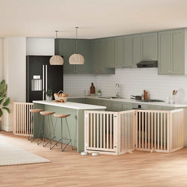 vidaXL Br&aacute;na pre psa s dverami sklad. 8 panelov 640 cm topoľov&eacute; drevo