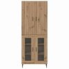 vidaXL Highboard 2 pcs Star&eacute; drevo Drevovl&aacute;knit&aacute; doska a sklo
