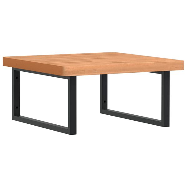 vidaXL Polica pod umývadlo nástenná oceľ a bukový masív