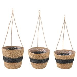 vidaXL 3 ks Pr&iacute;rodn&aacute; a čierna &Oslash;26 x 19 cm 100% Morsk&aacute; tr&aacute;va