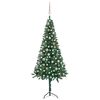 vidaXL Rohov&yacute; umel&yacute; vianočn&yacute; stromček s LED a guľami zelen&yacute; 180 cm PVC