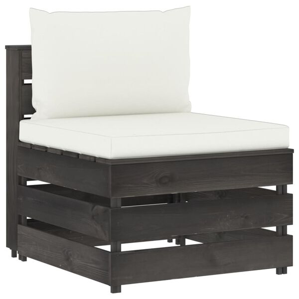 vidaXL 3-dielna sedacia s&uacute;prava s podložkami, siv&aacute;, impregnovan&eacute; drevo