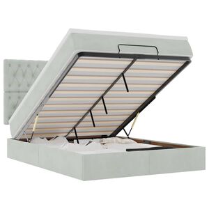 VidaXL Osmansk&aacute; posteľ s matracmi a LED svetlosiv&aacute; 140x190cm zamatov&aacute;