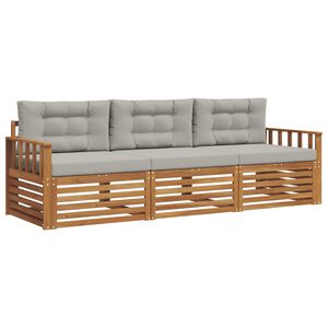 vidaXL Z&aacute;hradn&aacute; s&uacute;prava gaučov s vank&uacute;&scaron;om 3 pcs Pr&iacute;rodn&aacute; a svetlosiv&aacute;