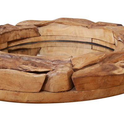 vidaXL Dekoratívne zrkadlo z teakového dreva, 60 cm, okrúhle