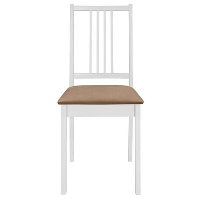 vidaXL Jedálenské stoličky s podložkami 6 ks, biele, drevený masív