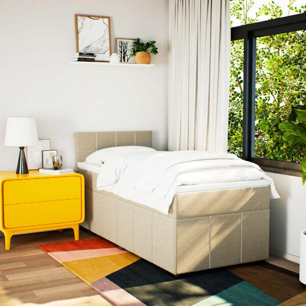 vidaXL Boxspring posteľ s matracom kr&eacute;mov&aacute; 100x200 cm l&aacute;tka