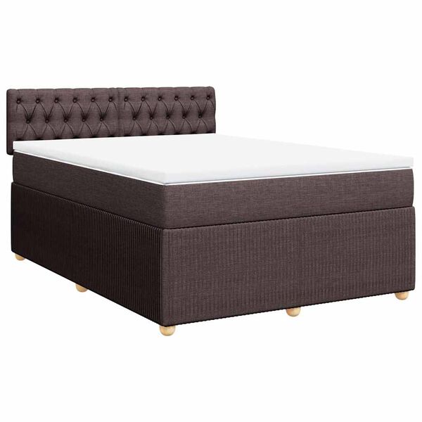 vidaXL Boxspring posteľ s matracom tmavohned&aacute; 140x190 cm l&aacute;tka