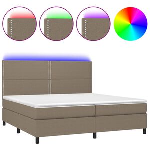 vidaXL Posteľ boxsping s matracom a LED sivohned&aacute; 200x200 cm l&aacute;tka