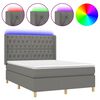 vidaXL Posteľ boxsping s matracom a LED tmavosiv&aacute; 140x200 cm l&aacute;tka