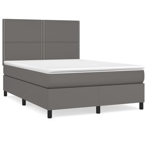 vidaXL Boxspring posteľ s matracom siv&aacute; 140x190 cm umel&aacute; koža