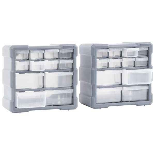 vidaXL Organizéry s 12 zásuvkami 2 ks 26,5x16x26 cm