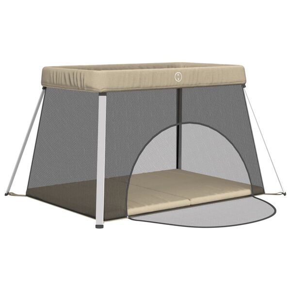 vidaXL Detská posteľ s matracom hnedosivá ľanová látka