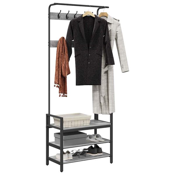 vidaXL Ve&scaron;iak s poličkou Siv&yacute; Sonoma 75 x 34 x 184 cm Kompozitn&eacute; drevo