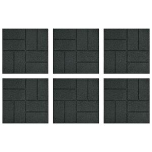 vidaXL Kameň na schod&iacute;ky 6 ks Čierny 40,5 x 40,5 x 2 cm Guma