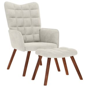 vidaXL Relaxačn&eacute; kreslo s taburetkou, kr&eacute;mov&eacute; zamatov&eacute;