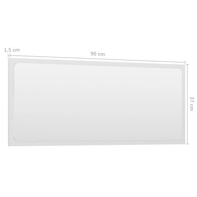 vidaXL Kúpeľňové zrkadlo, lesklé biele 90x1,5x37 cm, kompozitné drevo