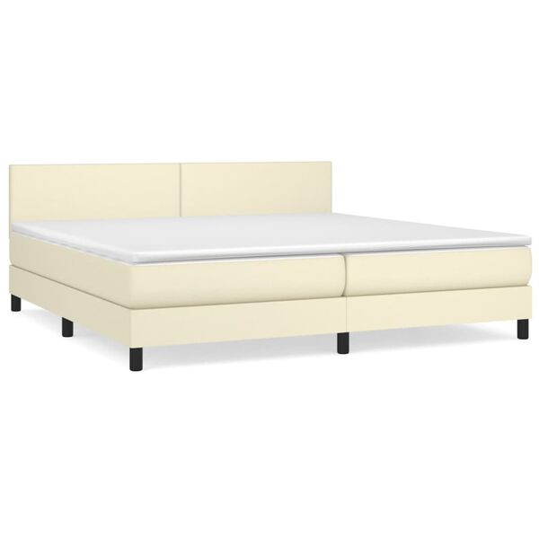 vidaXL Boxspring posteľ s matracom kr&eacute;mov&aacute; 200x200 cm umel&aacute; koža