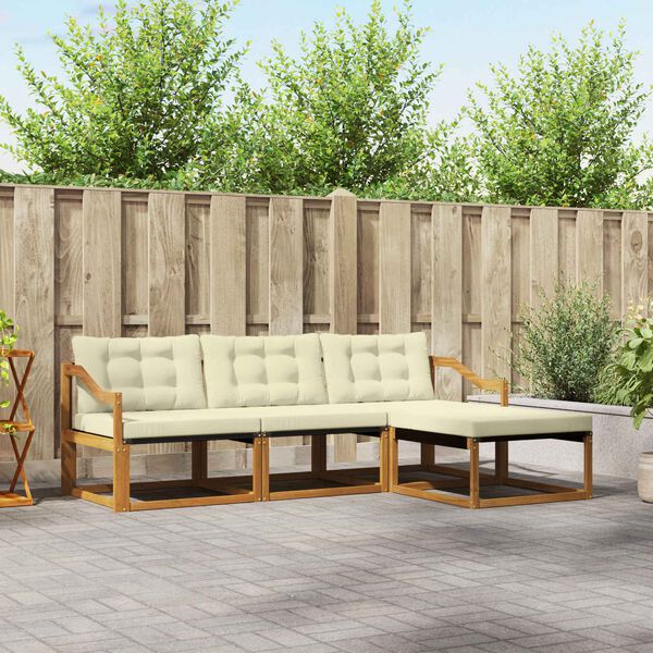 vidaXL Z&aacute;hradn&aacute; s&uacute;prava gaučov s vank&uacute;&scaron;om 4 pcs Pr&iacute;rodn&aacute; a kr&eacute;mov&aacute;