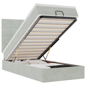 vidaXL Osmansk&yacute; r&aacute;m postele s matracmi svetlosiv&aacute; 90x200 cm zamat