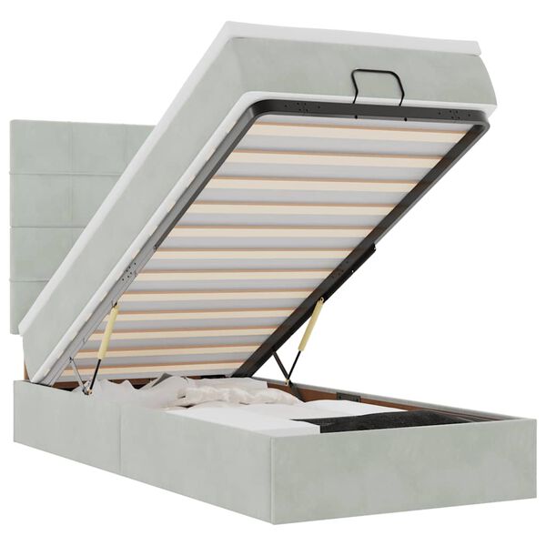 vidaXL Osmansk&yacute; r&aacute;m postele s matracmi svetlosiv&aacute; 90x200 cm zamat