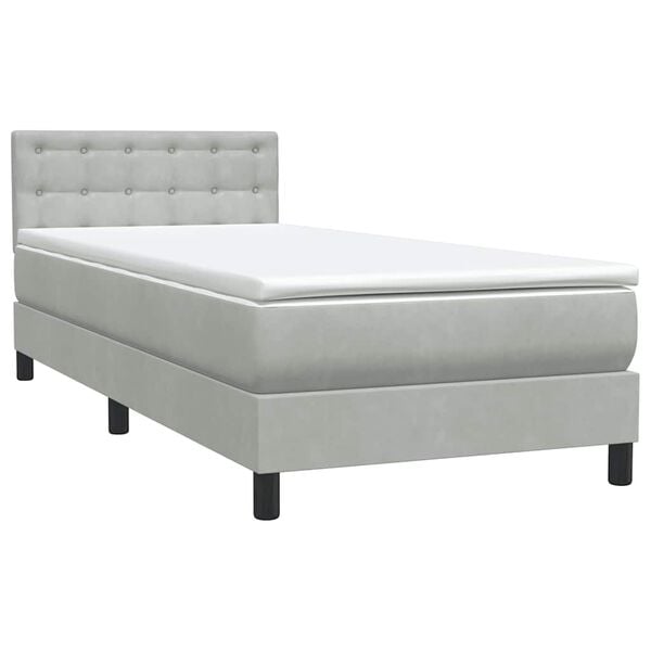 vidaXL Posteľný rám boxspring s matracom Svetlosivá 80x210 cm zamat