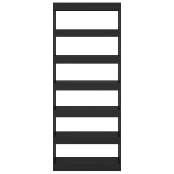 vidaXL Knižnica deliaca stena, čierna 80x30x198 cm, kompozitn&eacute; drevo