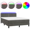vidaXL Posteľ boxsping s matracom a LED tmavosiv&aacute; 140x200 cm zamat