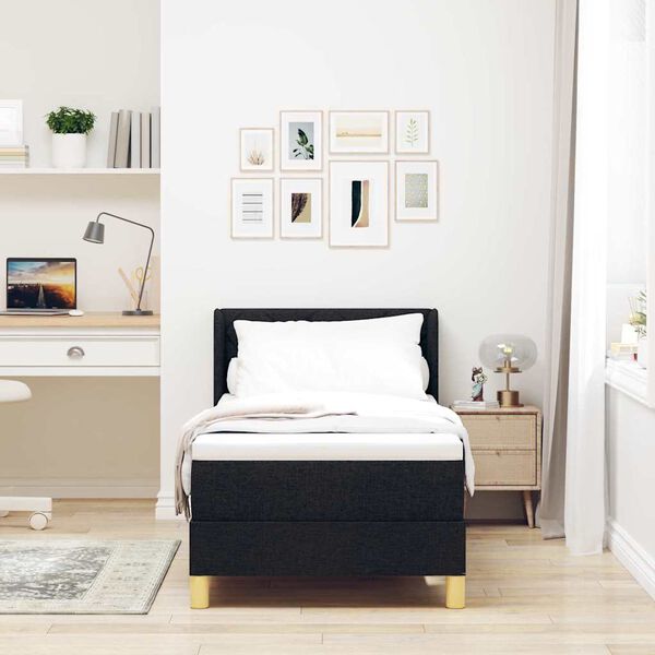 vidaXL Posteľ s pružinov&yacute;m r&aacute;mom Čierna 200 x 80 cm Polyester