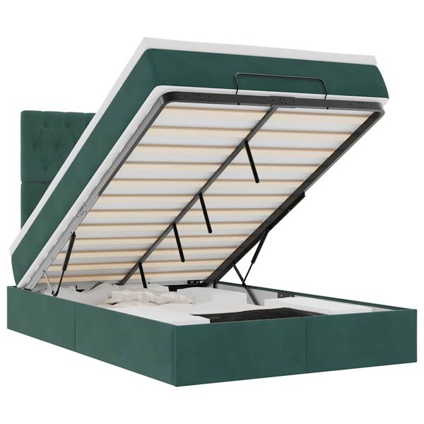 vidaXL Osmanský rám postele s matracmi tmavozelená 120x190 cm zamat