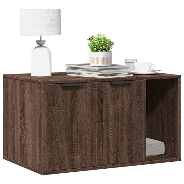 vidaXL Uzavretý box na stelivo, hnedý dub 80x50x45cm, kompozitné drevo