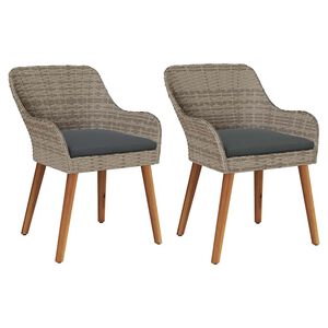 vidaXL Z&aacute;hradn&aacute; stolička 2 pcs Čierna 62.5 x 55 x 82 cm polyratan