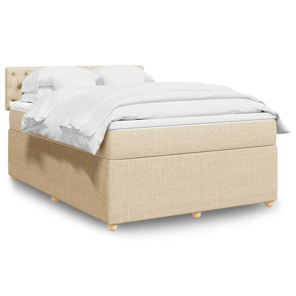 vidaXL Posteľn&yacute; r&aacute;m boxspring s matracom kr&eacute;mov&yacute; 160x200 cm l&aacute;tka
