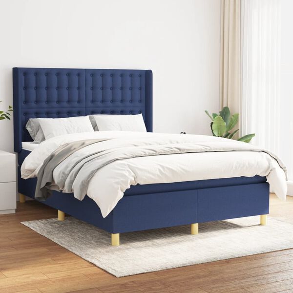 vidaXL Boxspring posteľ s matracom modr&yacute; 140x190 cm l&aacute;tka
