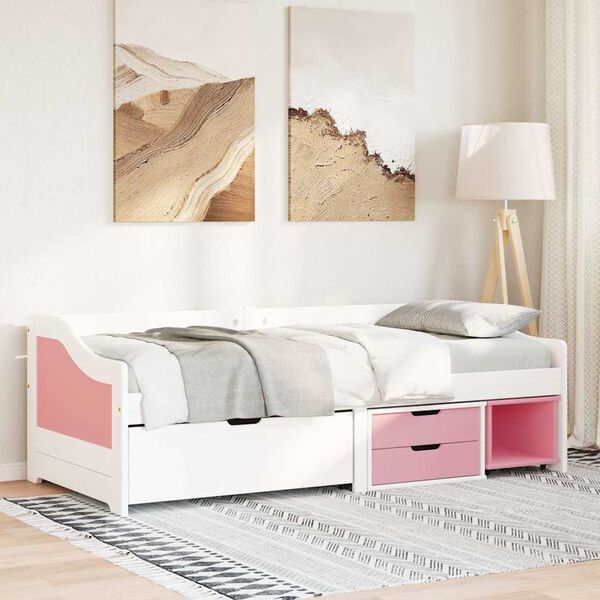 vidaXL denná posteľ s 3 zásuvkami bez matraca bielo-ružová 90x200 cm