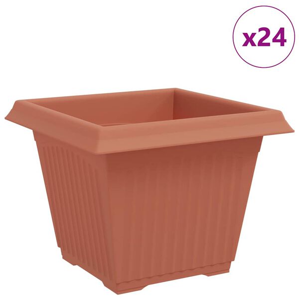 vidaXL &Scaron;tvorcov&yacute; črepn&iacute;k na kvety 24 pcs Tehlovo červen&aacute; Plast
