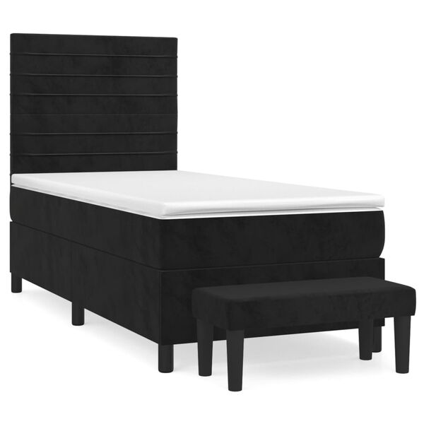 vidaXL Posteľn&yacute; r&aacute;m boxspring s matracom čierny 90x190 cm zamat