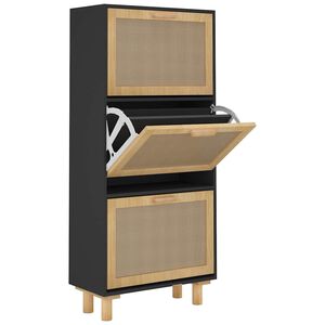 vidaXL Botn&iacute;k čierny 52x25x115 cm spracovan&eacute; drevo a pr&iacute;rodn&yacute; ratan